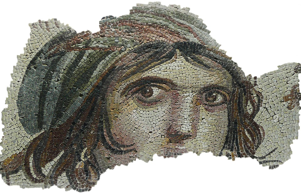 Mosaic Gypsy Girl Eyes Archaeology Face Portrait
